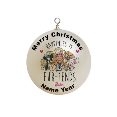 Personalized Barbie Illustration Happiness is Fur-iends Christmas Ornament Custom Gift # 11