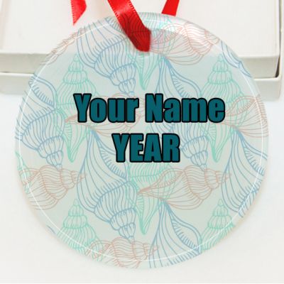 Personalized Pattern Vintage Shells  GLASS Ornament  Gift #11