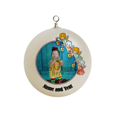 Personalized Christmas Angels with Lanterns Border,  Ornament Custom Border Gift #12