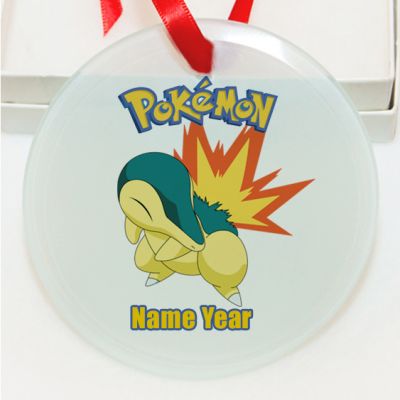 Personalized Pokemon  Cyndaquil GLASS Ornament  Gift #12