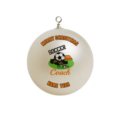 Personalized Soccer Coach Ball and Cleats Ornament  #13