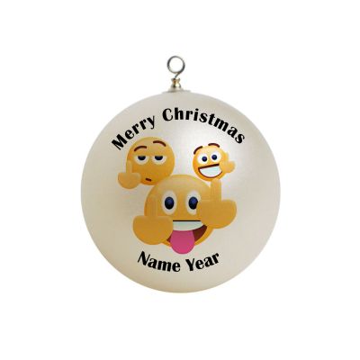 Personalized Middle Finger Happy Face Emoji Christmas Ornament Funny Emoji#13
