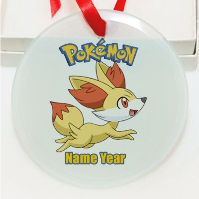 Personalized Pokemon  Fennekin GLASS Ornament  Gift #13
