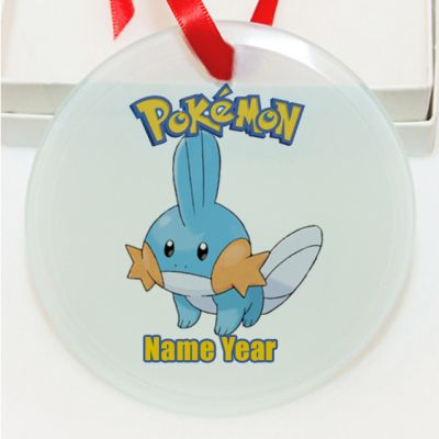 Personalized Pokemon  Mudkip GLASS Ornament  Gift #15