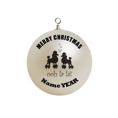 Personalized Silhouette Poodle Dog  ooh la la Christmas Ornament 18