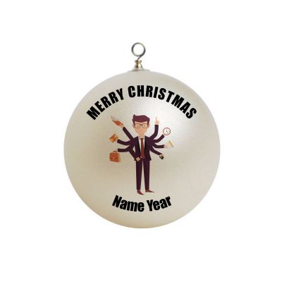 Personalized Business man with a suitcase Christmas Ornament 1