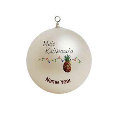 Personalized Mele Kalikimaka pineapple with christmas lights  Ornament 1