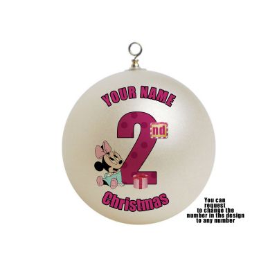 Personalized Girl Pink Second 2nd , 3rd, 4th you pick -2nd is default- Christmas Baby Baby's Minnie Mouse Ornament 1