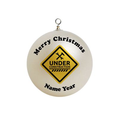 Personalized under construction contractor Ornament 1