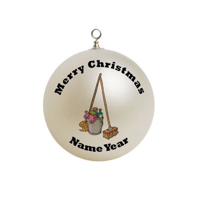 Personalized Cleaning Lady Mom and Bucket Ornament 1