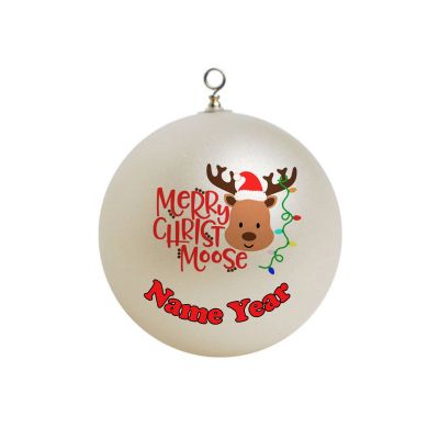 Personalized Raindeer Merry Christ Moose Ornament 1