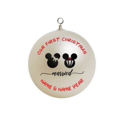 Personalized Couple-Personalized Disney Mickey and Minnie Married Ornament  #1