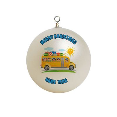 Personalized Wheels on the Bus Yellow Bus with Kids Ornament  #1