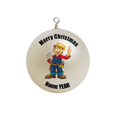 Personalized Contractor Man Holding tools Ornament 1