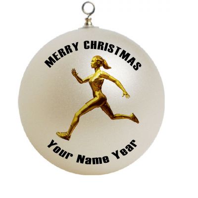 Personalized Girl Runner Ornament 1