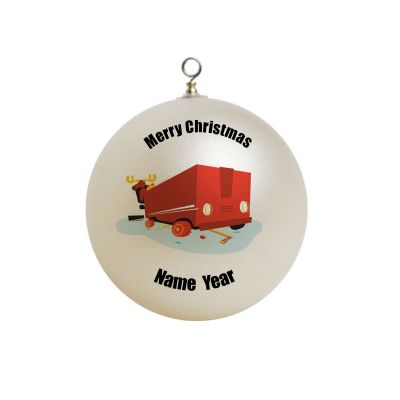Personalized red zamboni Ornament 1