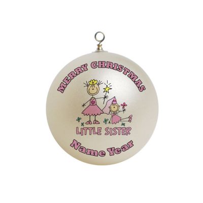 Personalized little sister stick figure Christmas Ornament Custom  #1