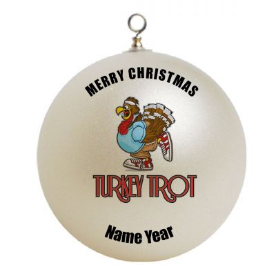 Personalized Turkey trot Marathon run thanksgiving Ornament  1