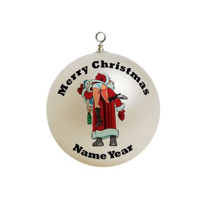 Personalized Funny Naughty Santa Ornament 1
