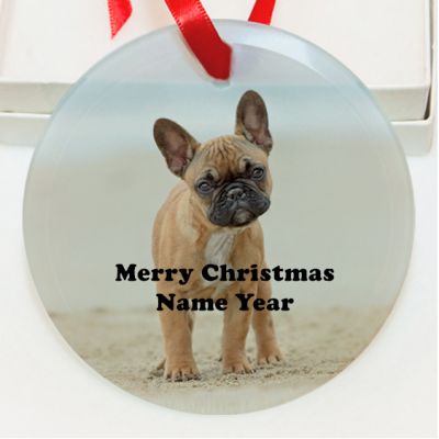 Personalized French Bulldog GLASS Ornament Custom Gift #1
