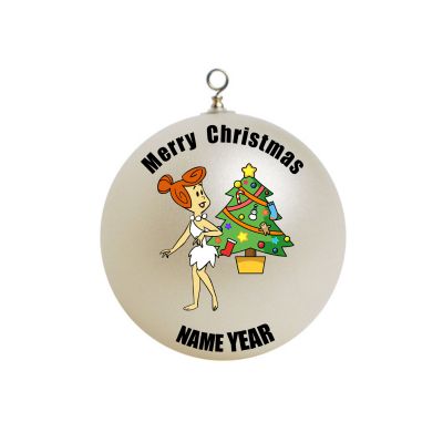 Personalized Wilma Flintstones with a Christmas tree Ornament 1