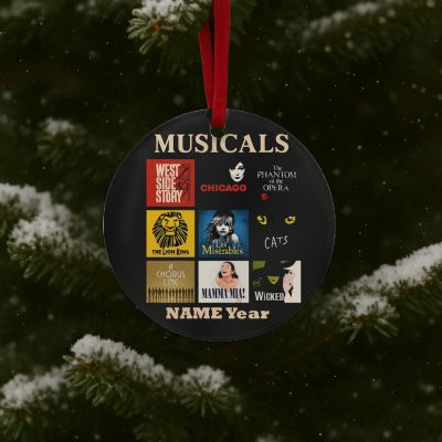 Personalized Playbill Musicals GLASS Ornament  Gift  #1