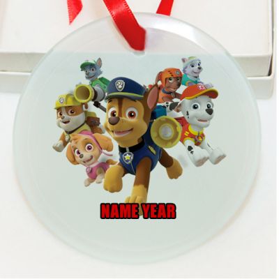 Personalized Paw Patrol GLASS Ornament Custom Gift #1