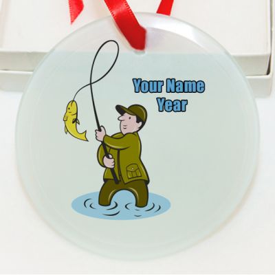 Personalized Fishing GLASS Ornament  Gift #1