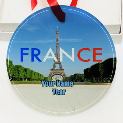 Personalized France GLASS Ornament  Gift #1