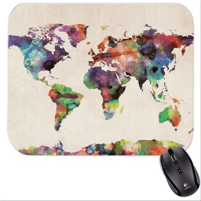 Personalized world map watercolor by michael tompsett Mousepad #1