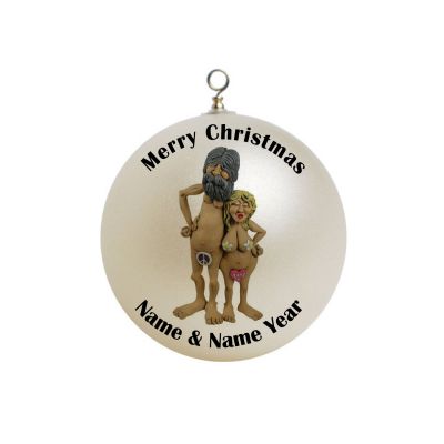Personalized FUNNY Naked Wife and Naked Husband Christmas Ornament #1