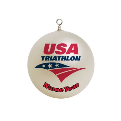 Personalized USA Triathlon Christmas Ornament Custom #1
