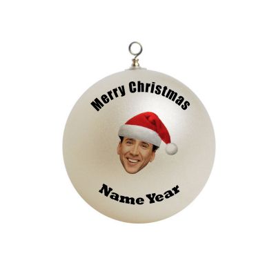 Personalized Nicolas Cage Christmas Hat Head Ornament 1