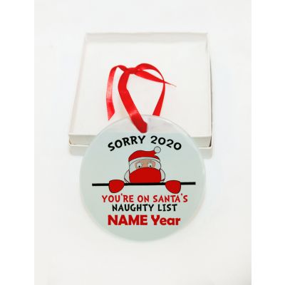 Personalized Funny Covid-19 Corona Sorry 2020 Santa's Naughty List GLASS Ornament  Gift  #1