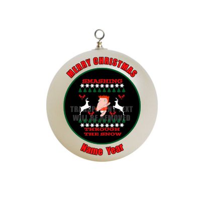 Personalized Nigel Thornberry Smashing Through The Snow  on black Ornament  #2