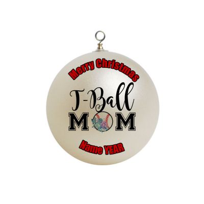 Personalized T-ball Tee-ball Mom Ornament Floral ball 2