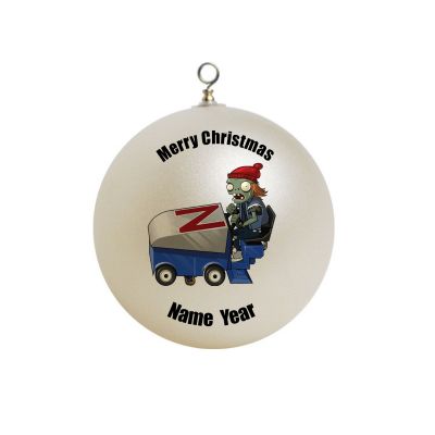 Personalized blue zamboni with a zombie Ornament 2