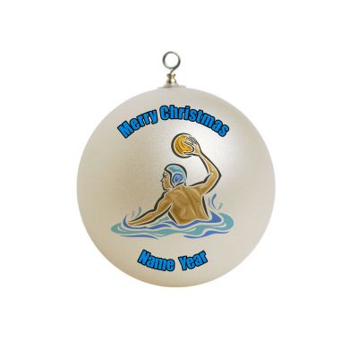 Personalized Waterpolo Water Polo  Men Throwing Orange Ball Ornament  2