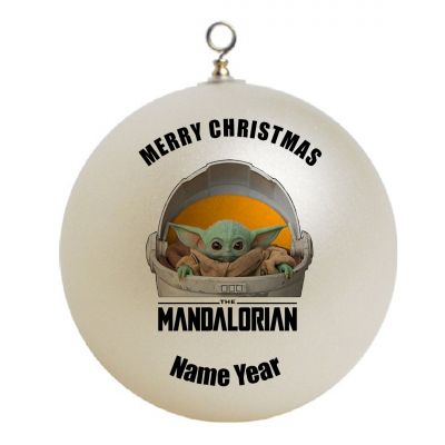 Personalized Mandalorian baby Yoda Ornament  2