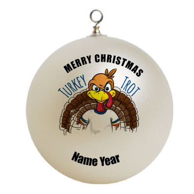 Personalized Turkey trot Marathon run thanksgiving Ornament  2