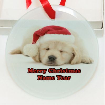Personalized Golden Retriever Dog  GLASS Ornament Custom Gift #2