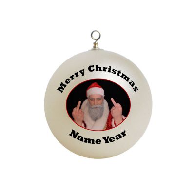 Personalized Funny Naughty Santa Ornament 2