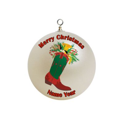 Personalized Western Cowboy Boot Christmas Ornament Custom Gift #2