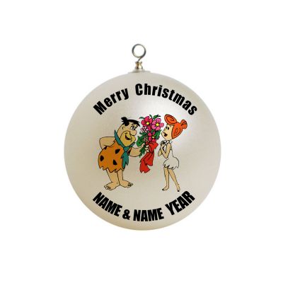 Personalized Wilma and Fred Flintstones Couple Christmas Ornament 2