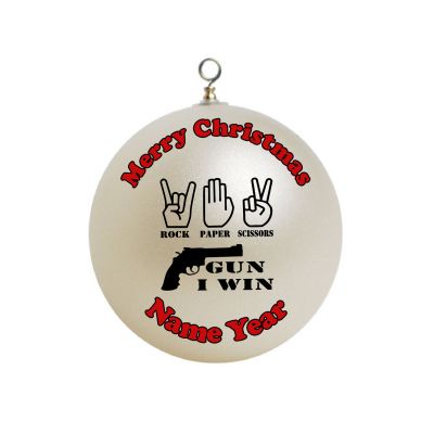 Personalized FUNNY Rock Paper Scissors Gun Ornament Custom Gift #2