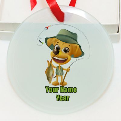 Personalized Fishing GLASS Ornament  Gift #2