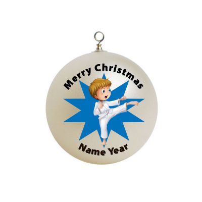 Personalized  tae kwon do Boy Taekwondo Blue star and blue eyes Ornament 2