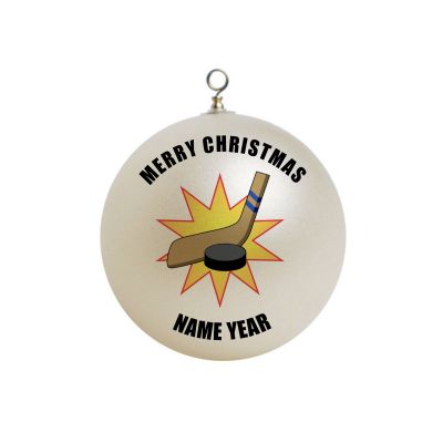 Personalized Hockey Puck , Stick Ornament hockey 2