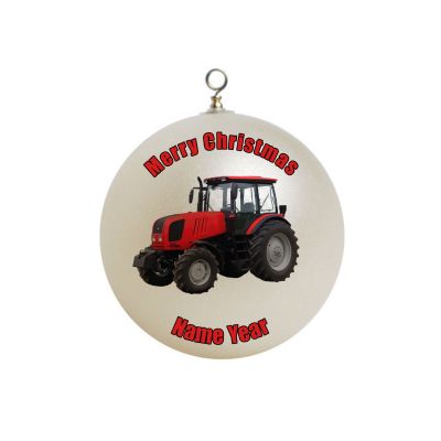 Personalized Red Tractor Farm Christmas Ornament # 2