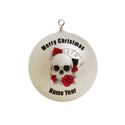Personalized  Skull With Roses Christmas Ornament # 2